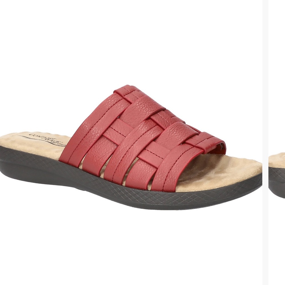 Easy Street Women's Red Woven Sandals - Picture 4 of 7